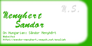menyhert sandor business card
