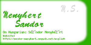 menyhert sandor business card